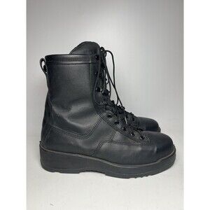 Vibram 795B Leather Navy Flight Deck Boots Size 10.5 Black Steel Toe Gortex USA